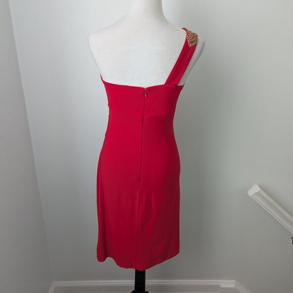Cache Red One Shoulder Sequin Dress, 4 - Picture 4 of 6